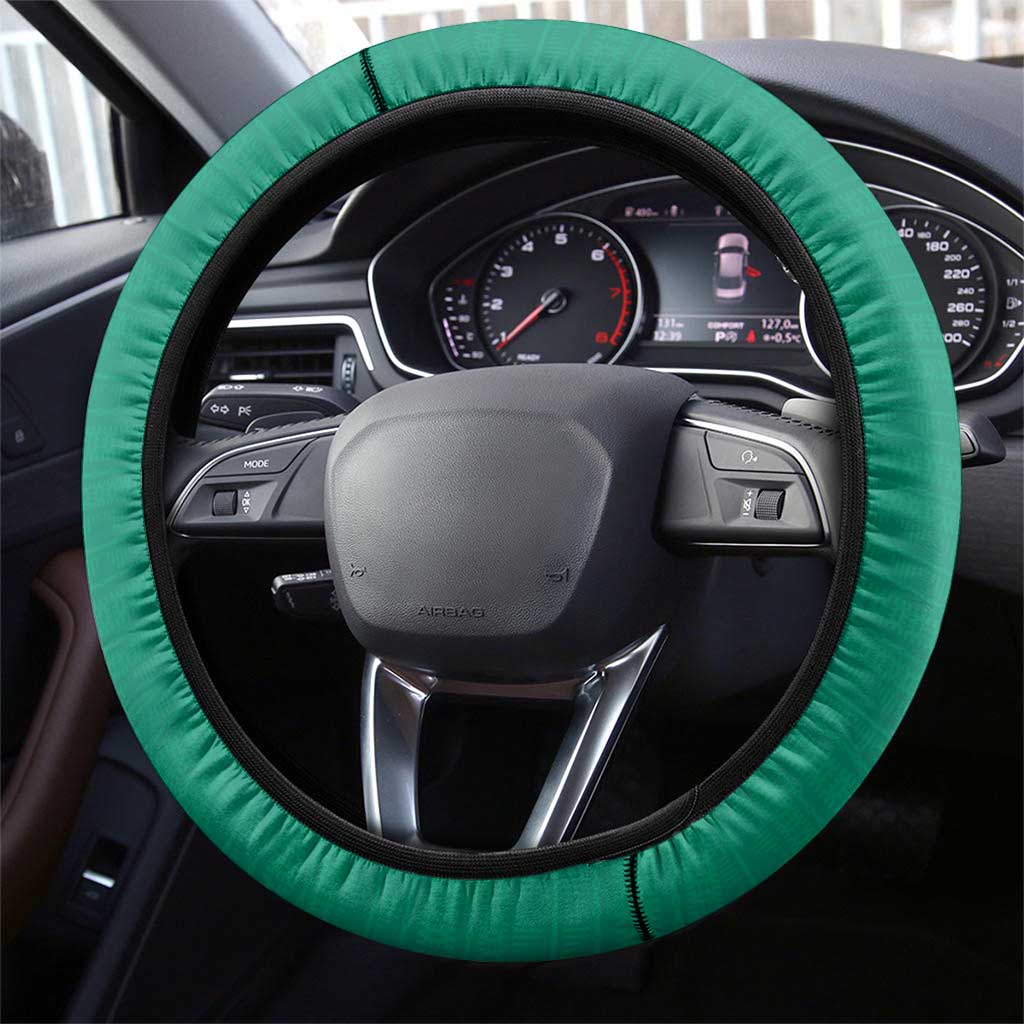 Cook Islands Rugby Steering Wheel Cover Tatau Art Sport Style Green Color