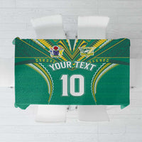 Custom Cook Islands Rugby Tablecloth Tatau Art Sport Style Green Color