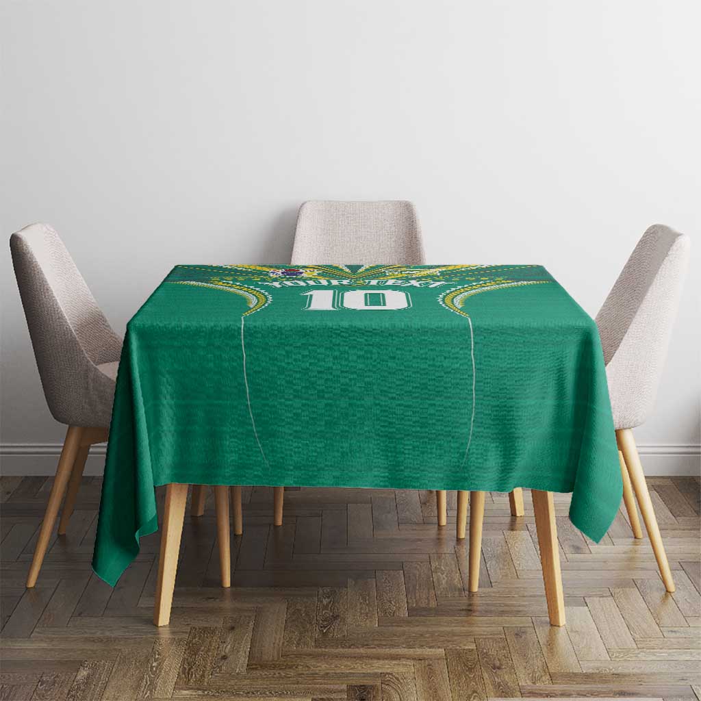 Custom Cook Islands Rugby Tablecloth Tatau Art Sport Style Green Color