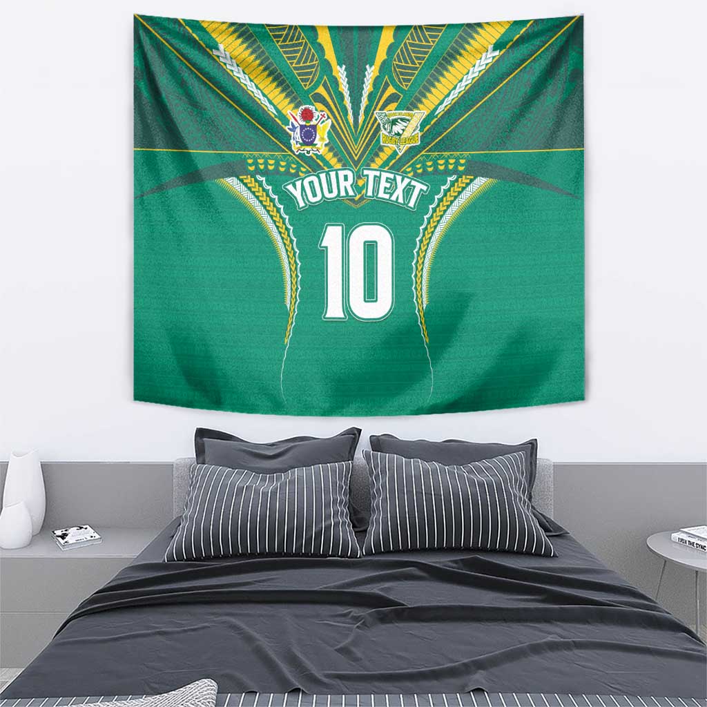 Custom Cook Islands Rugby Tapestry Tatau Art Sport Style Green Color