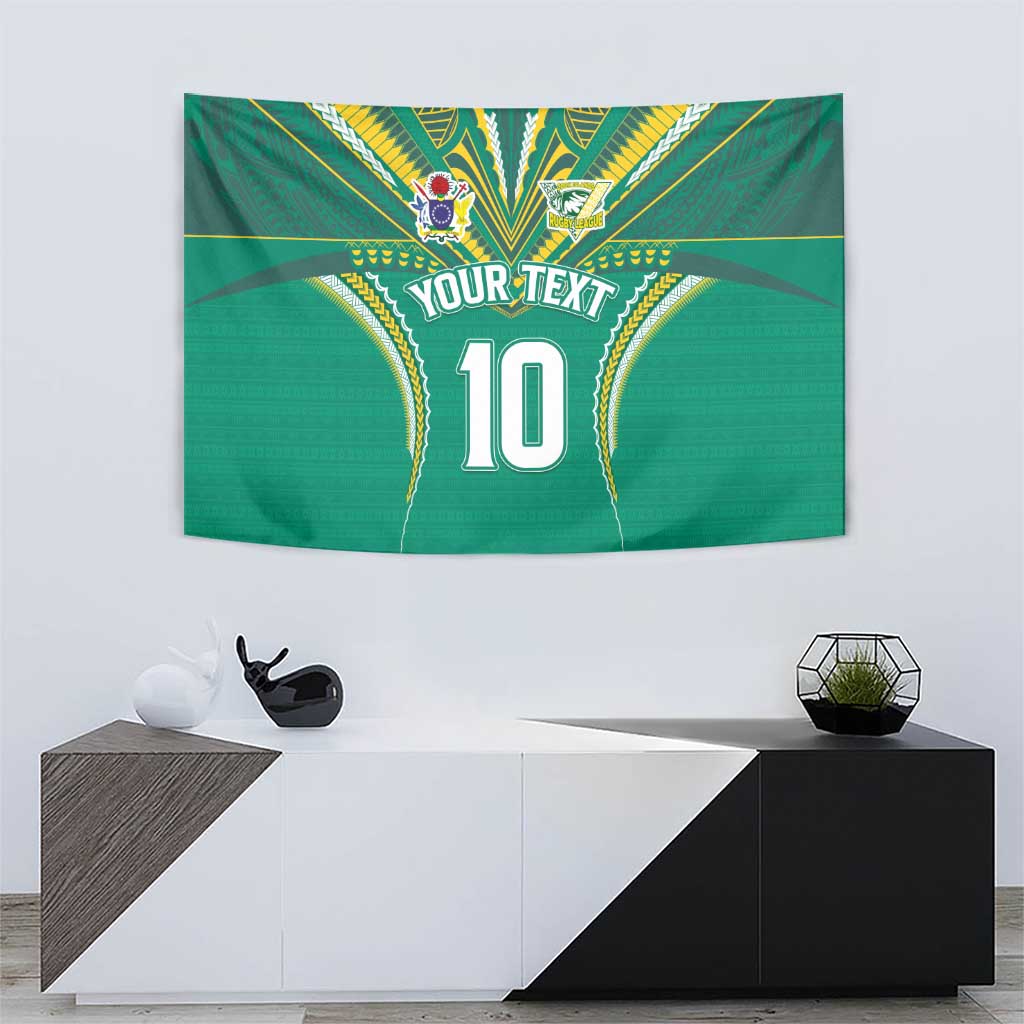 Custom Cook Islands Rugby Tapestry Tatau Art Sport Style Green Color