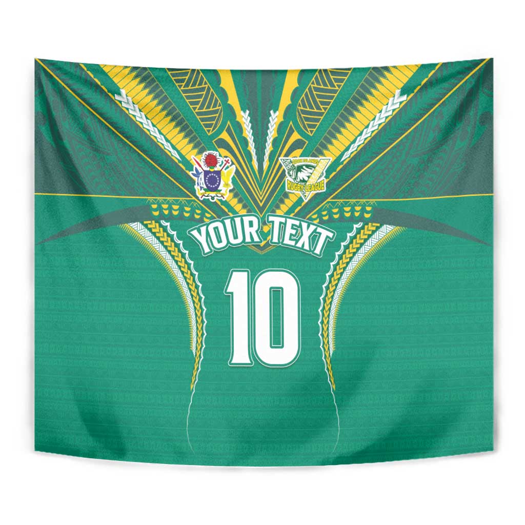 Custom Cook Islands Rugby Tapestry Tatau Art Sport Style Green Color