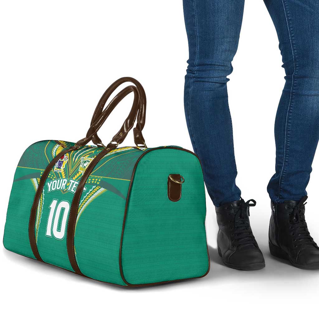 Custom Cook Islands Rugby Travel Bag Tatau Art Sport Style Green Color