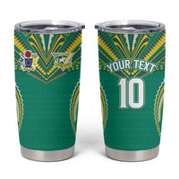 Custom Cook Islands Rugby Tumbler Cup Tatau Art Sport Style Green Color