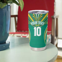 Custom Cook Islands Rugby Tumbler Cup Tatau Art Sport Style Green Color