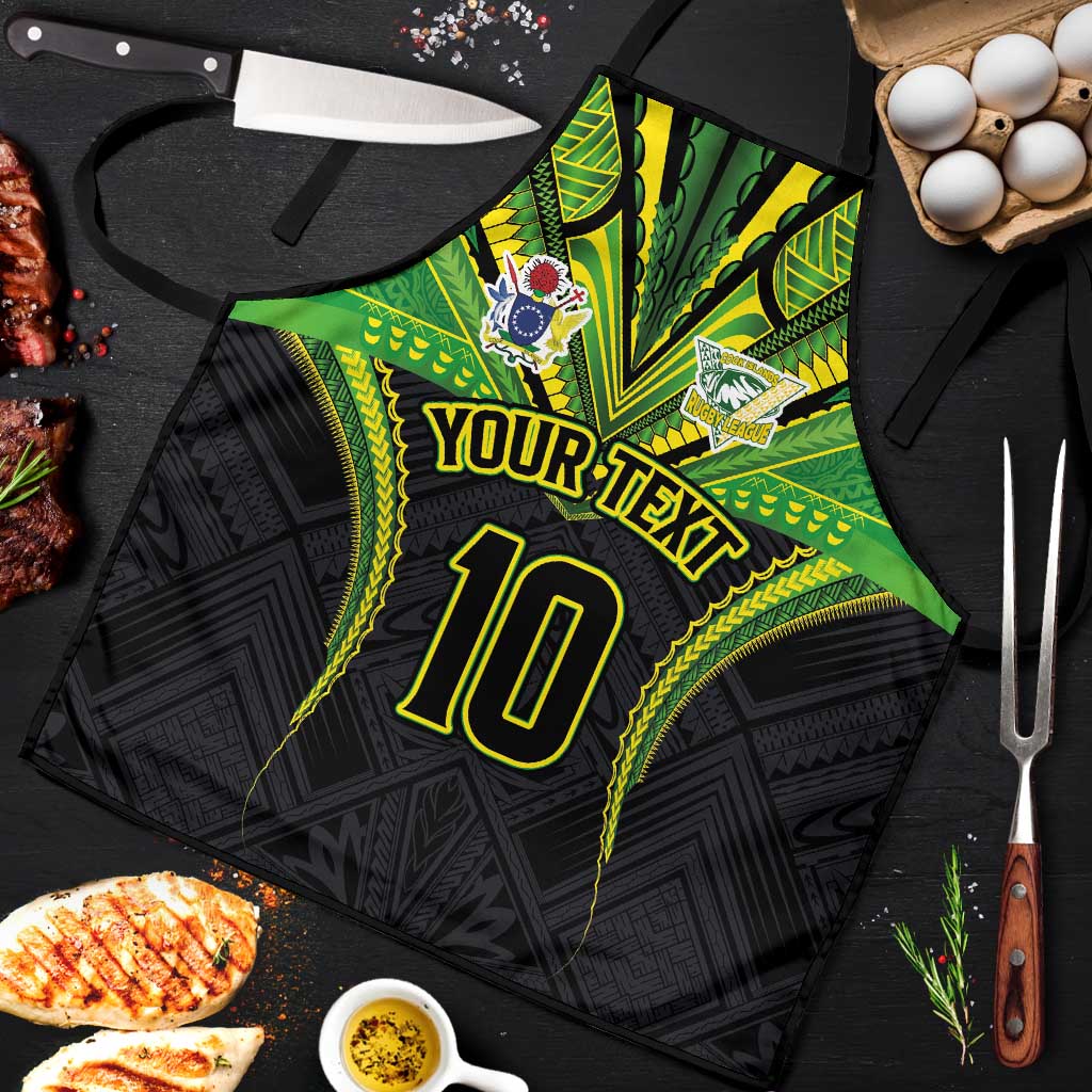 Custom Cook Islands Rugby Apron Tatau Art Sport Style Black Color