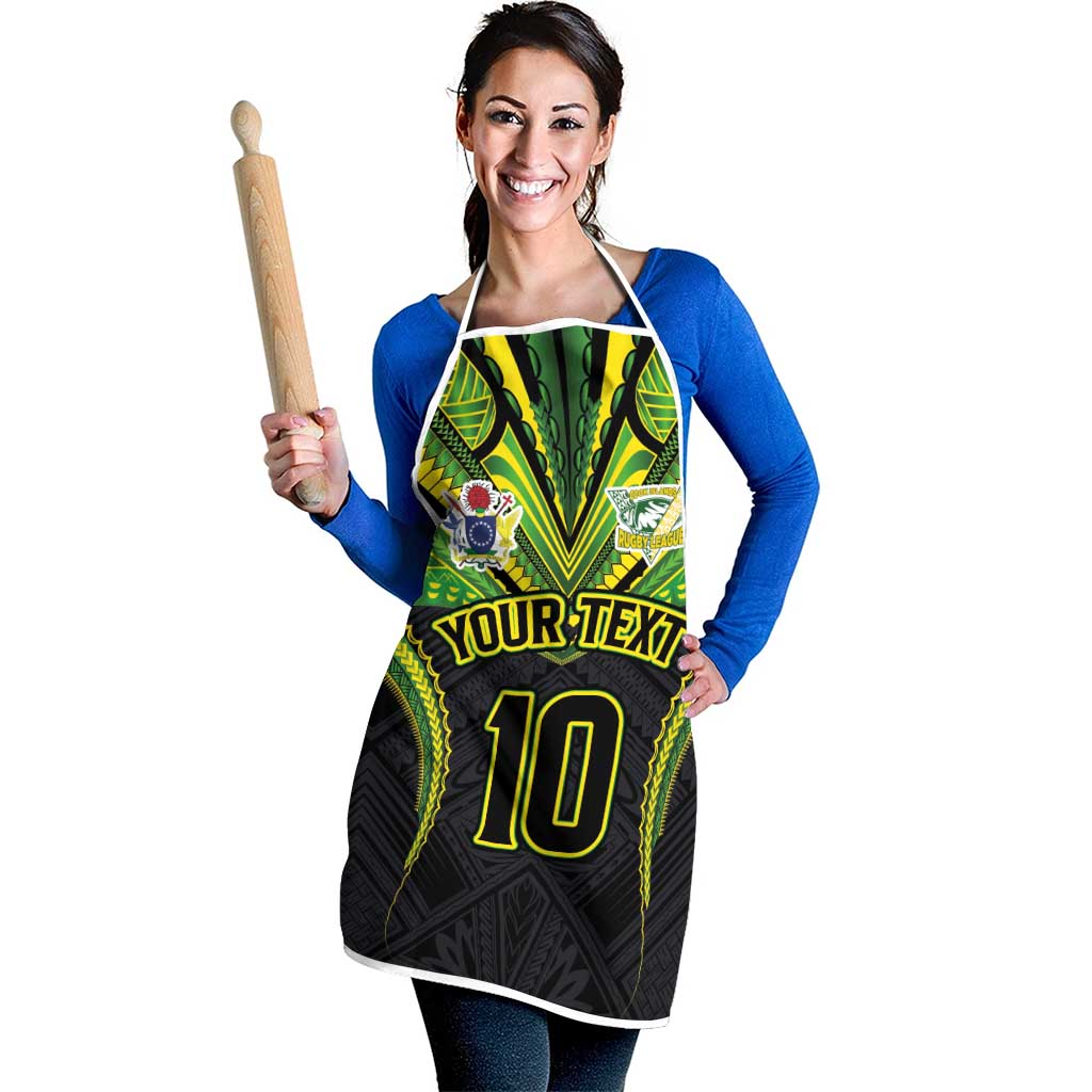 Custom Cook Islands Rugby Apron Tatau Art Sport Style Black Color