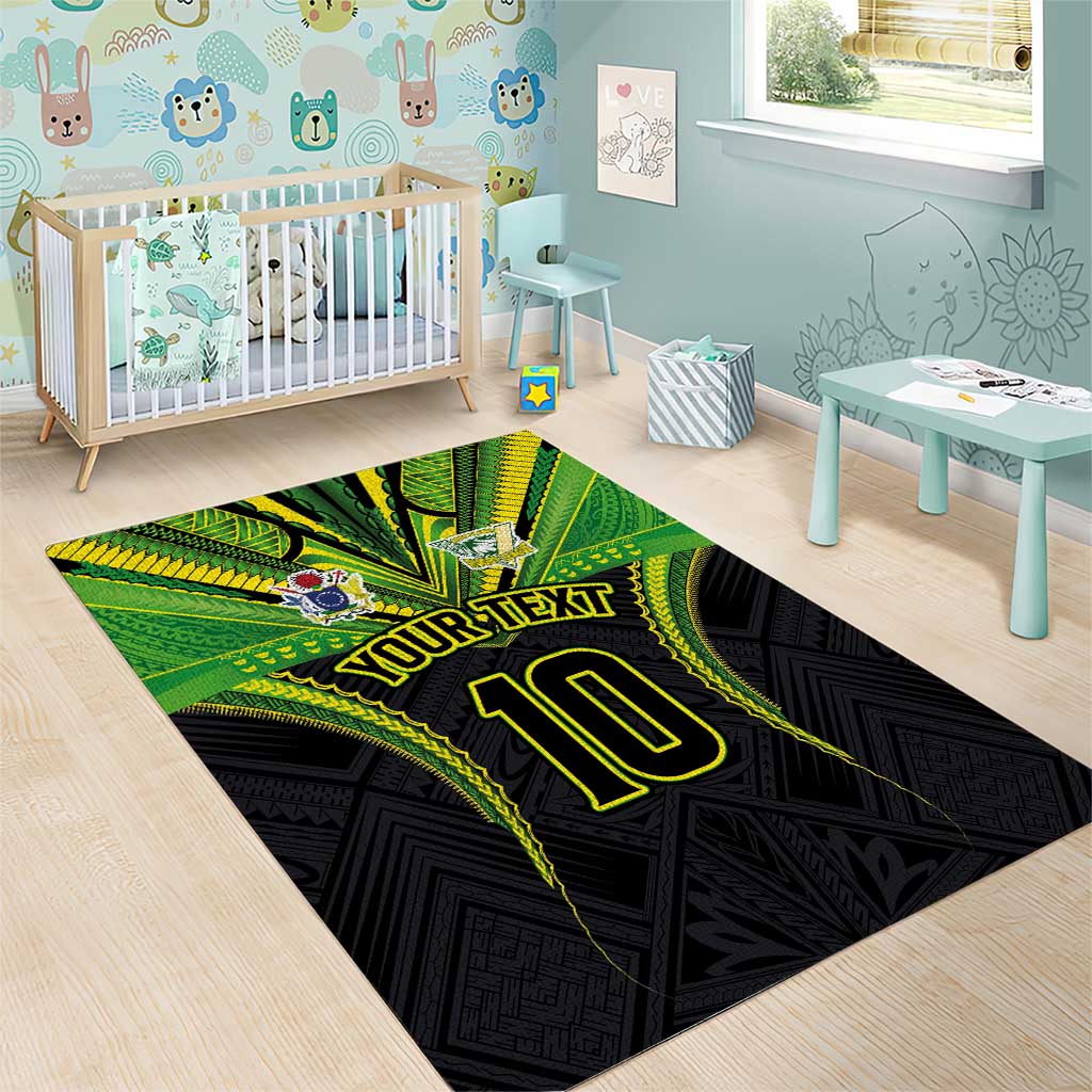 Custom Cook Islands Rugby Area Rug Tatau Art Sport Style Black Color