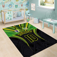 Custom Cook Islands Rugby Area Rug Tatau Art Sport Style Black Color