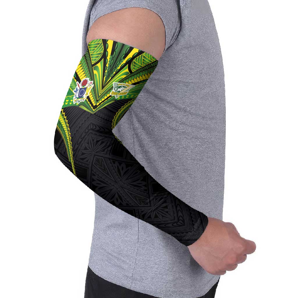 Custom Cook Islands Rugby Arm Sleeves Tatau Art Sport Style Black Color LT03 - Polynesian Pride