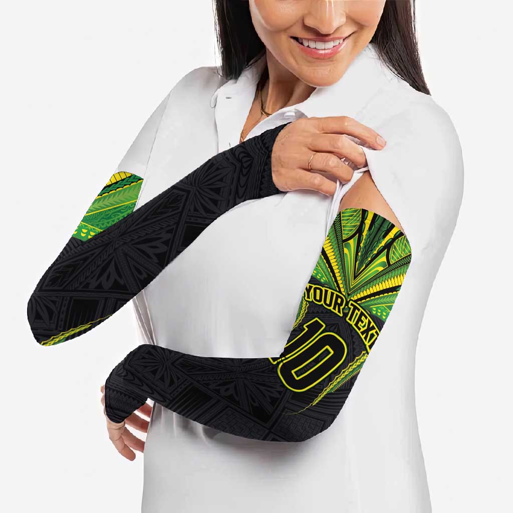 Custom Cook Islands Rugby Arm Sleeves Tatau Art Sport Style Black Color LT03 - Polynesian Pride