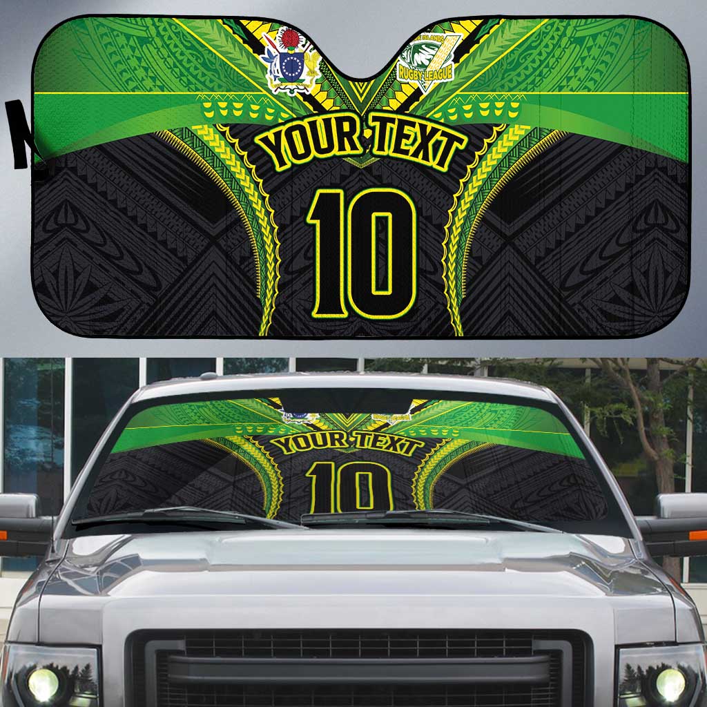 Custom Cook Islands Rugby Auto Sun Shade Tatau Art Sport Style Black Color