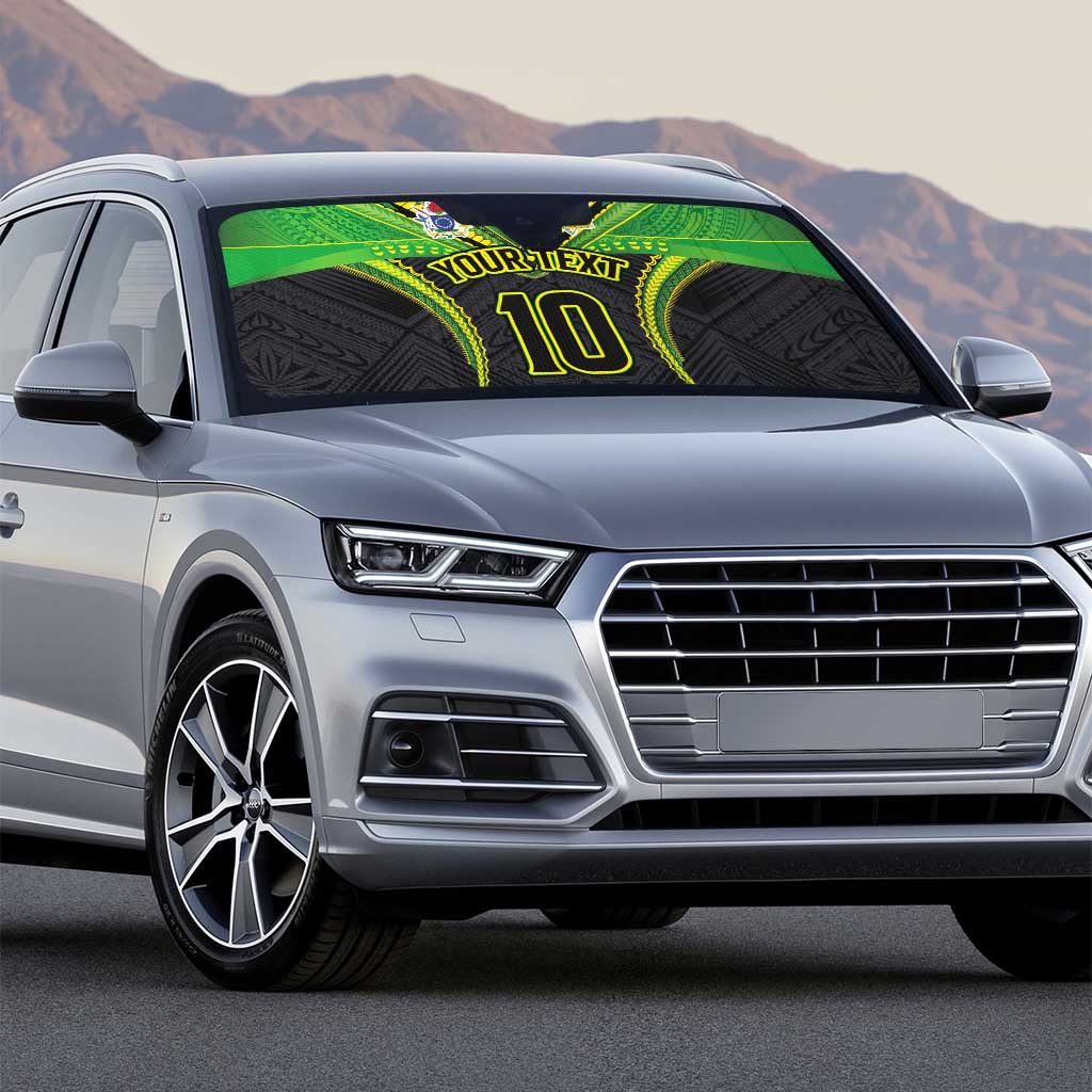 Custom Cook Islands Rugby Auto Sun Shade Tatau Art Sport Style Black Color