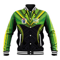 Custom Cook Islands Rugby Baseball Jacket Tatau Art Sport Style Black Color