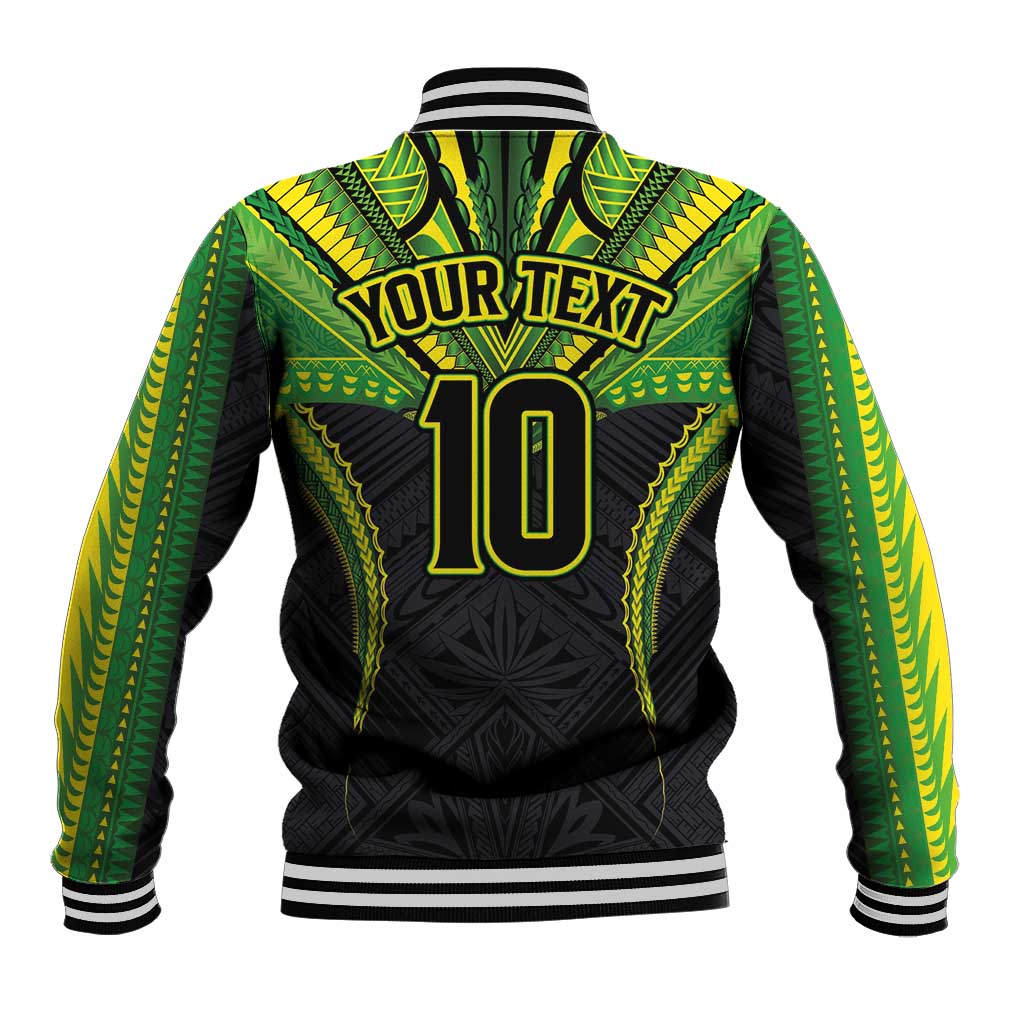 Custom Cook Islands Rugby Baseball Jacket Tatau Art Sport Style Black Color