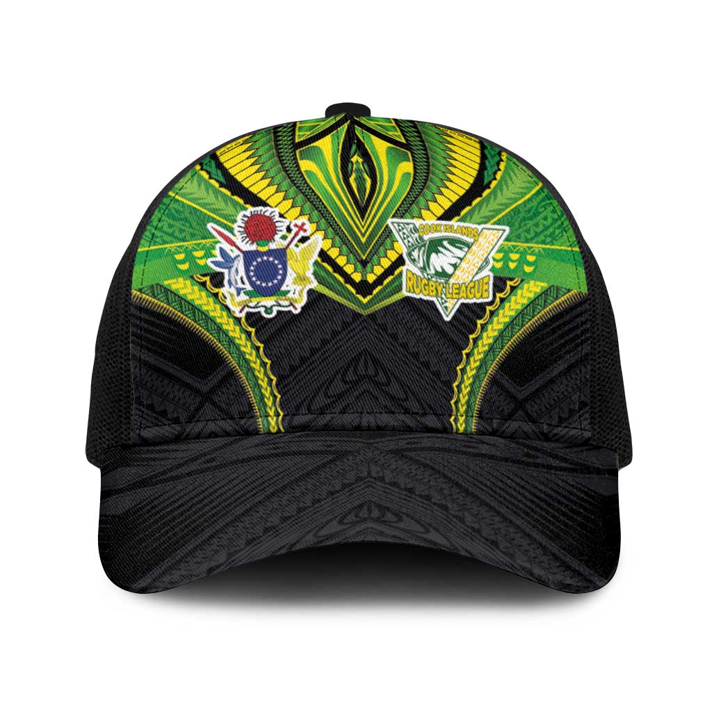 Cook Islands Rugby Baseball Net Cap Tatau Art Sport Style Black Color
