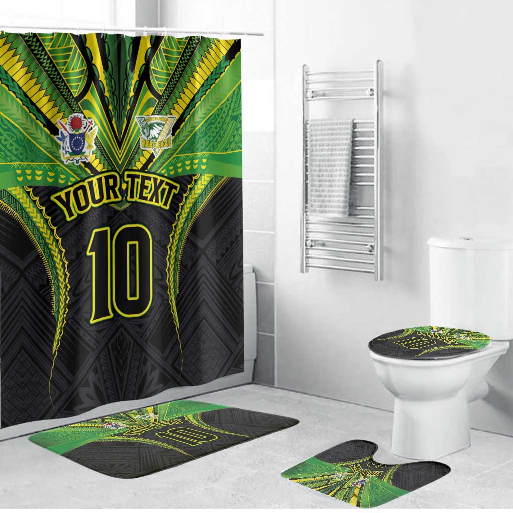 Custom Cook Islands Rugby Bathroom Set Tatau Art Sport Style Black Color