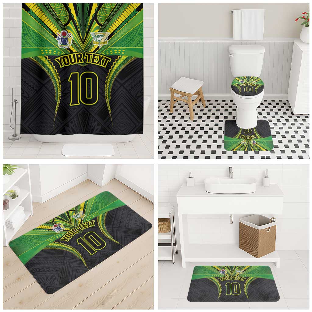 Custom Cook Islands Rugby Bathroom Set Tatau Art Sport Style Black Color