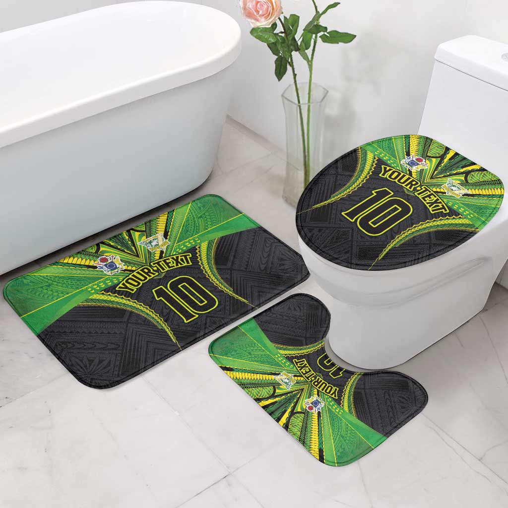 Custom Cook Islands Rugby Bathroom Set Tatau Art Sport Style Black Color