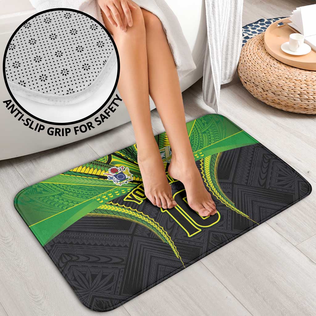 Custom Cook Islands Rugby Bathroom Set Tatau Art Sport Style Black Color