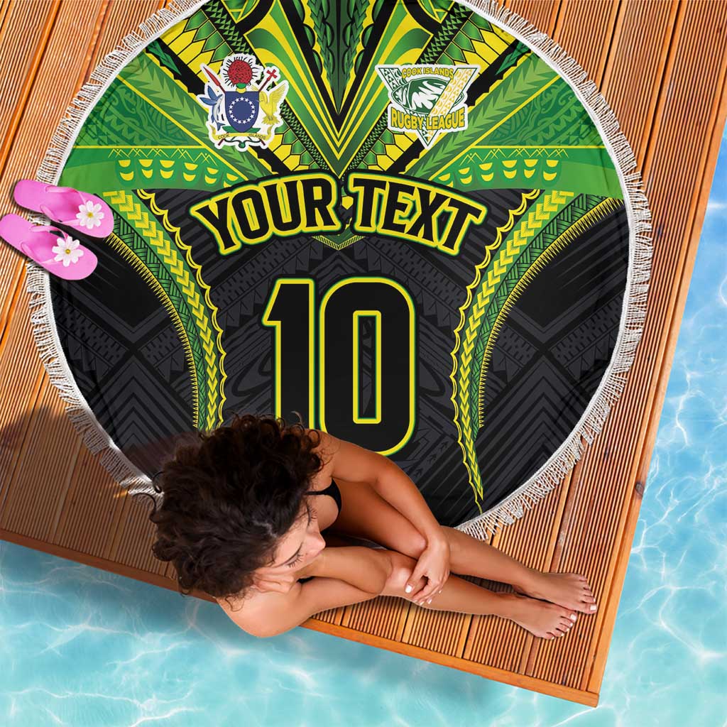 Custom Cook Islands Rugby Beach Blanket Tatau Art Sport Style Black Color