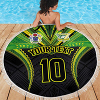 Custom Cook Islands Rugby Beach Blanket Tatau Art Sport Style Black Color