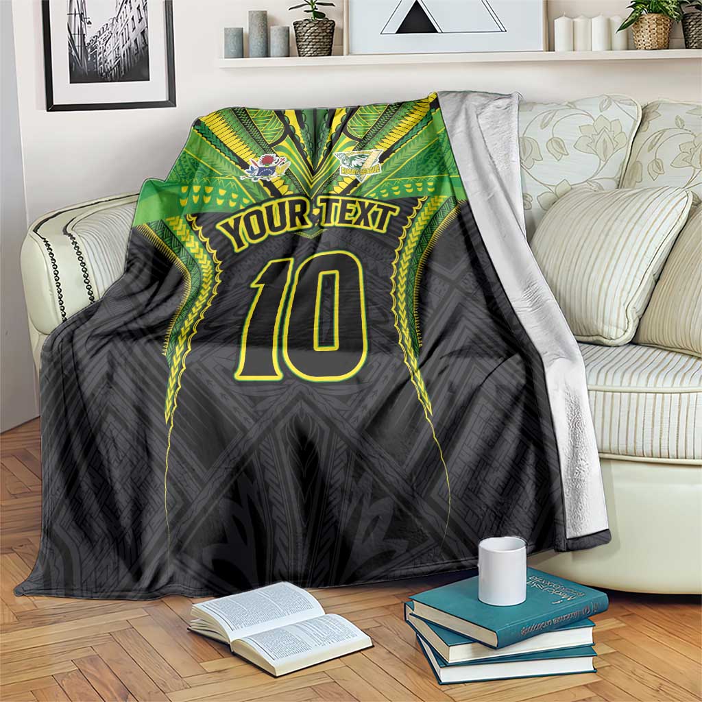 Custom Cook Islands Rugby Blanket Tatau Art Sport Style Black Color