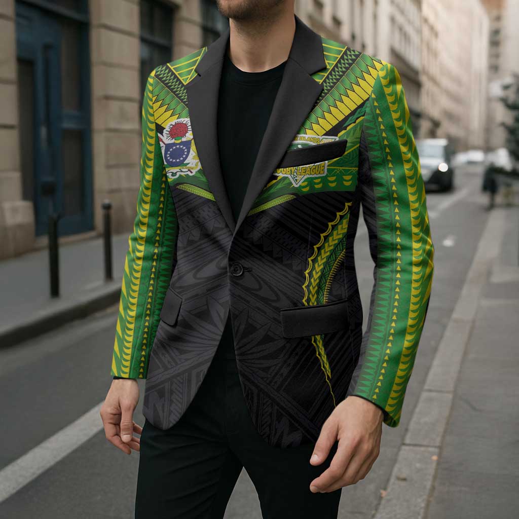 Custom Cook Islands Rugby Blazer Tatau Art Sport Style Black Color