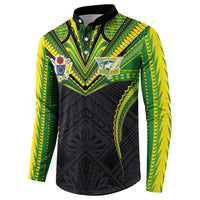 Custom Cook Islands Rugby Button Sweatshirt Tatau Art Sport Style Black Color