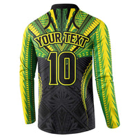 Custom Cook Islands Rugby Button Sweatshirt Tatau Art Sport Style Black Color