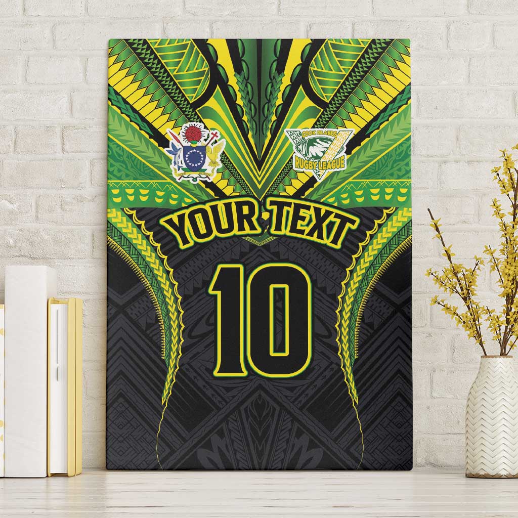 Custom Cook Islands Rugby Canvas Wall Art Tatau Art Sport Style Black Color