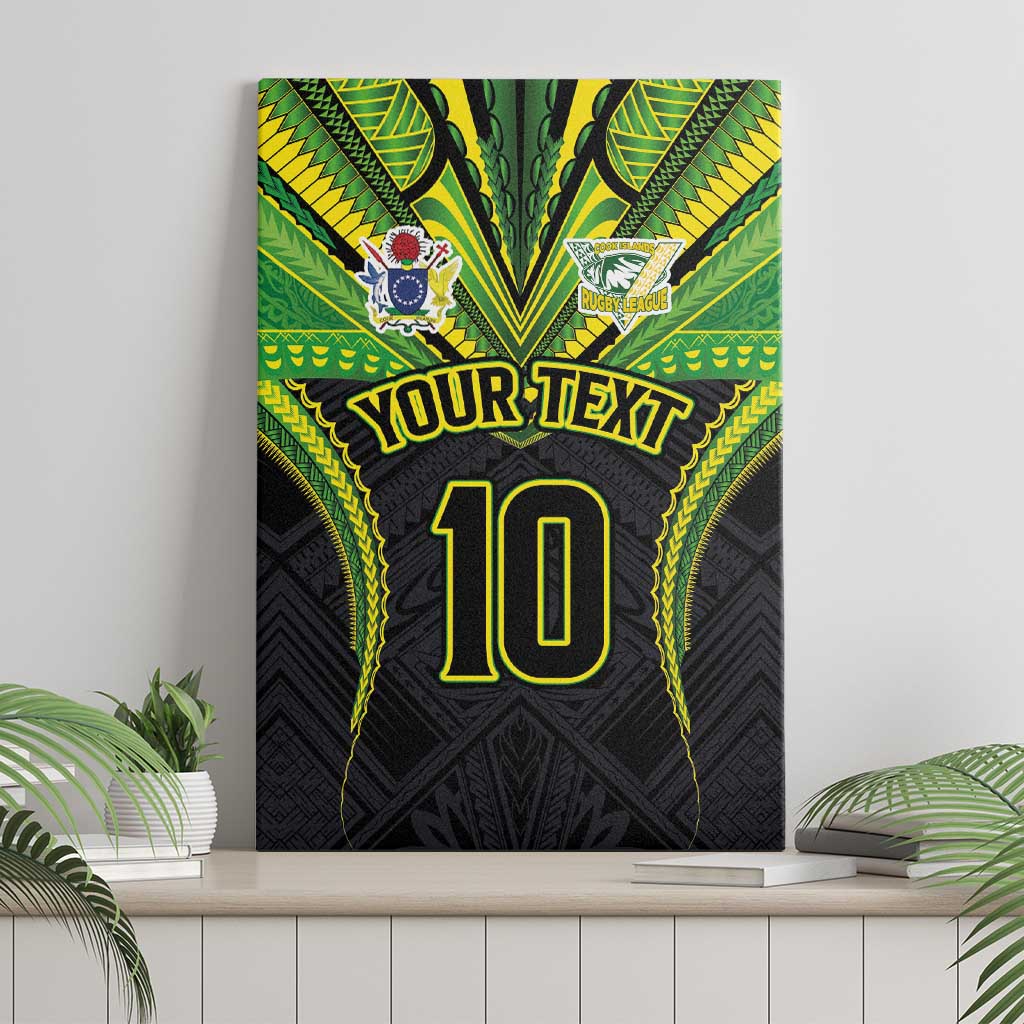 Custom Cook Islands Rugby Canvas Wall Art Tatau Art Sport Style Black Color