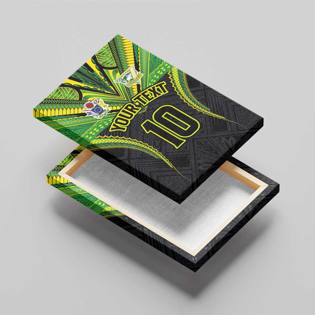 Custom Cook Islands Rugby Canvas Wall Art Tatau Art Sport Style Black Color