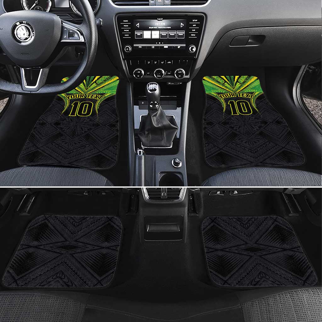 Custom Cook Islands Rugby Car Mats Tatau Art Sport Style Black Color