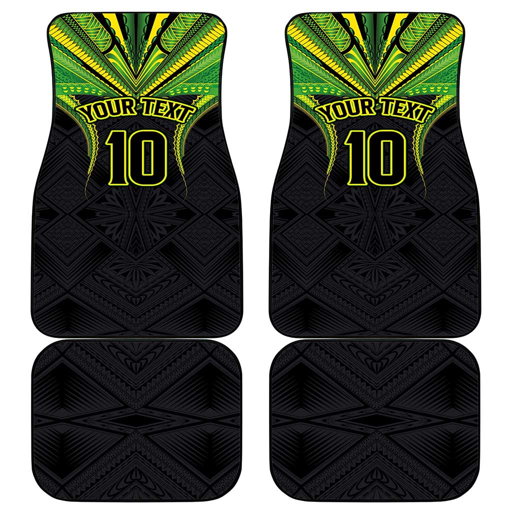 Custom Cook Islands Rugby Car Mats Tatau Art Sport Style Black Color