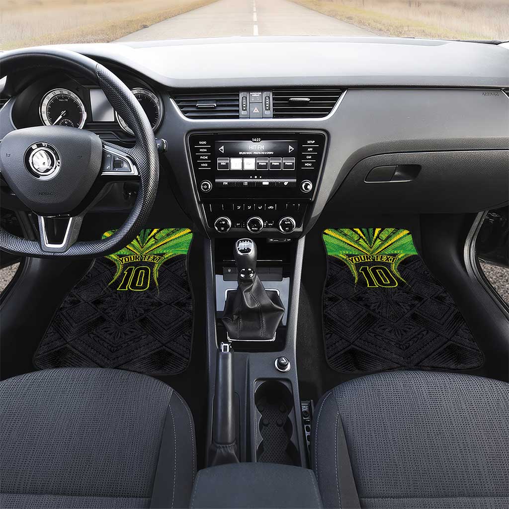 Custom Cook Islands Rugby Car Mats Tatau Art Sport Style Black Color