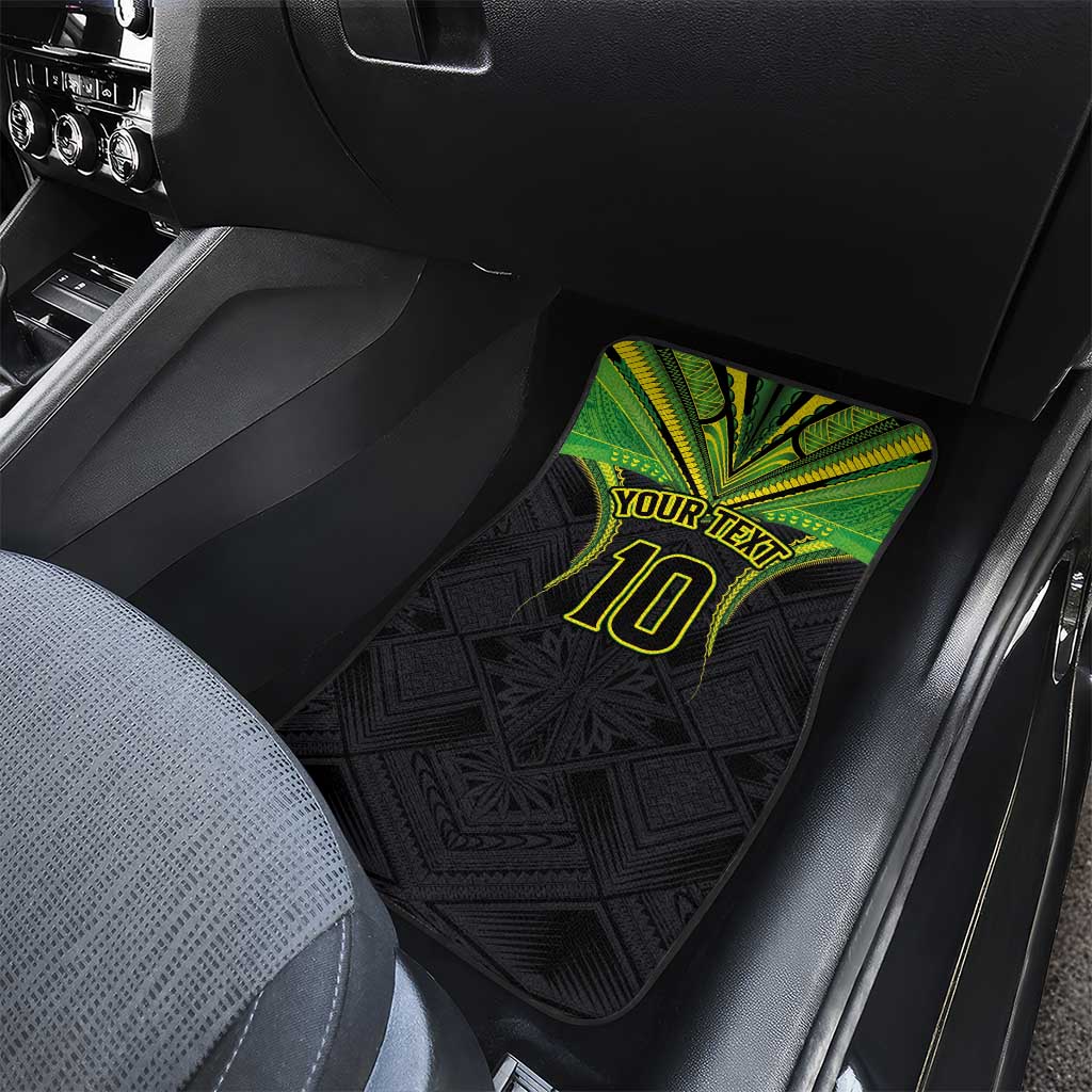 Custom Cook Islands Rugby Car Mats Tatau Art Sport Style Black Color