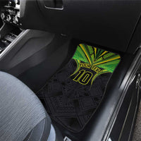 Custom Cook Islands Rugby Car Mats Tatau Art Sport Style Black Color