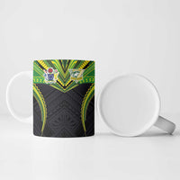 Custom Cook Islands Rugby Ceramic Mug Tatau Art Sport Style Black Color