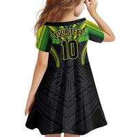 Custom Cook Islands Rugby Family Matching Off Shoulder Short Dress and Hawaiian Shirt Tatau Art Sport Style Black Color LT03 - Polynesian Pride
