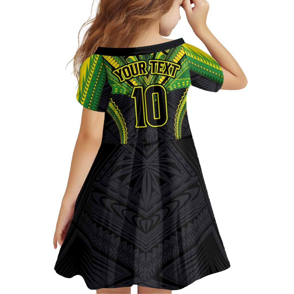 Custom Cook Islands Rugby Family Matching Puletasi and Hawaiian Shirt Tatau Art Sport Style Black Color