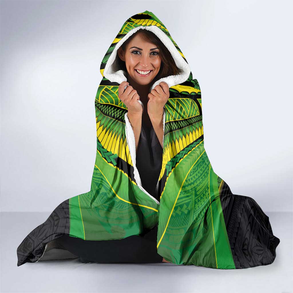 Custom Cook Islands Rugby Hooded Blanket Tatau Art Sport Style Black Color