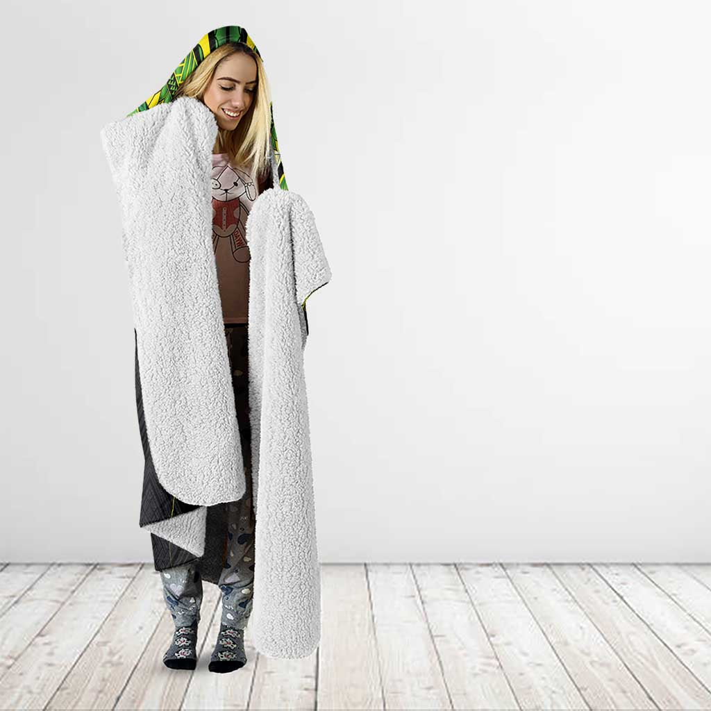 Custom Cook Islands Rugby Hooded Blanket Tatau Art Sport Style Black Color