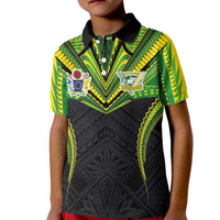Custom Cook Islands Rugby Kid Polo Shirt Tatau Art Sport Style Black Color