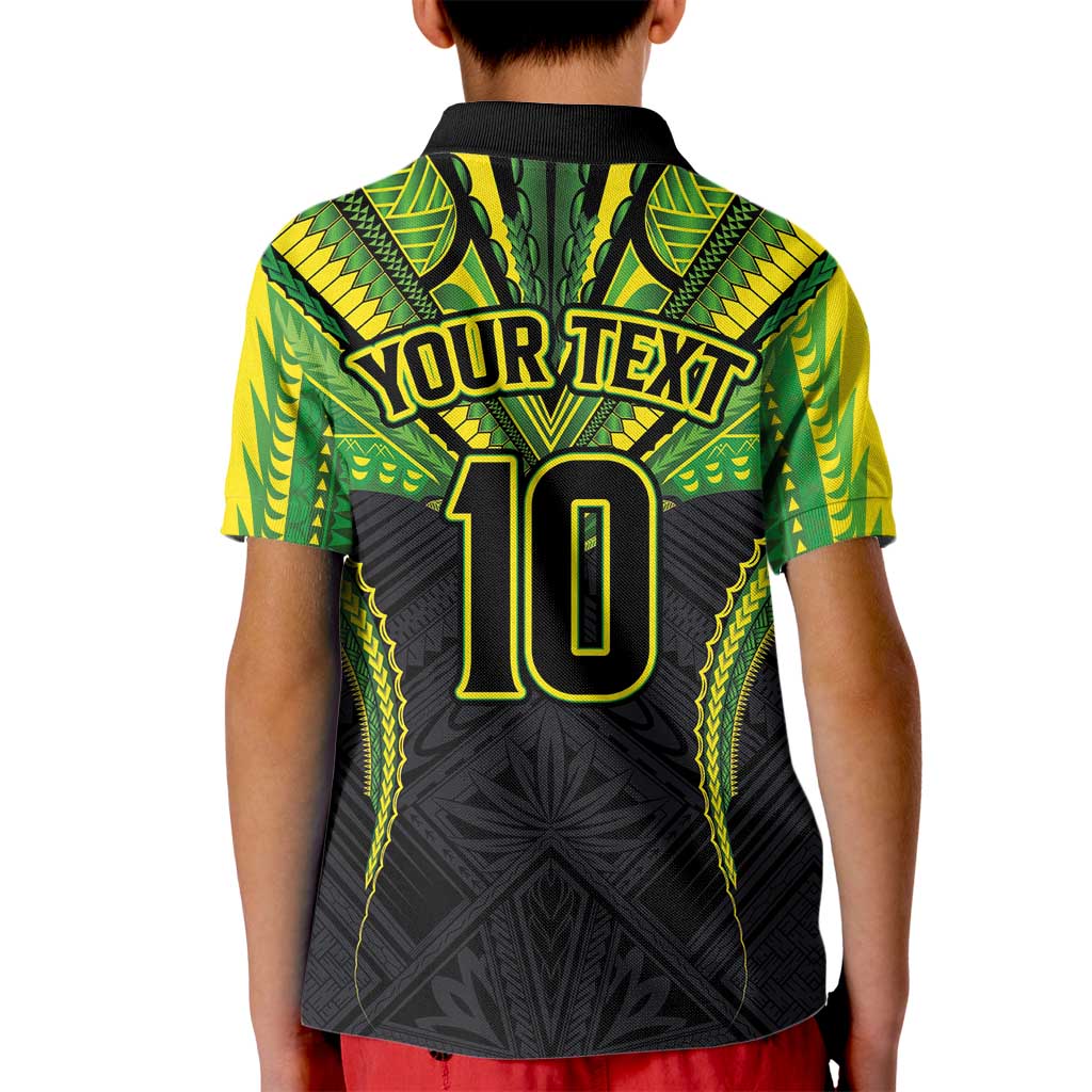 Custom Cook Islands Rugby Kid Polo Shirt Tatau Art Sport Style Black Color