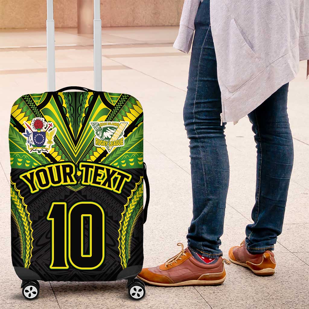 Custom Cook Islands Rugby Luggage Cover Tatau Art Sport Style Black Color