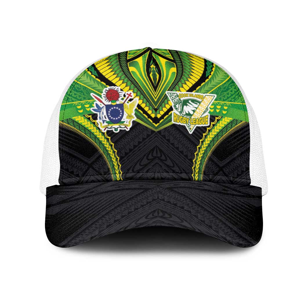Cook Islands Rugby Mesh Trucker Cap Tatau Art Sport Style Black Color