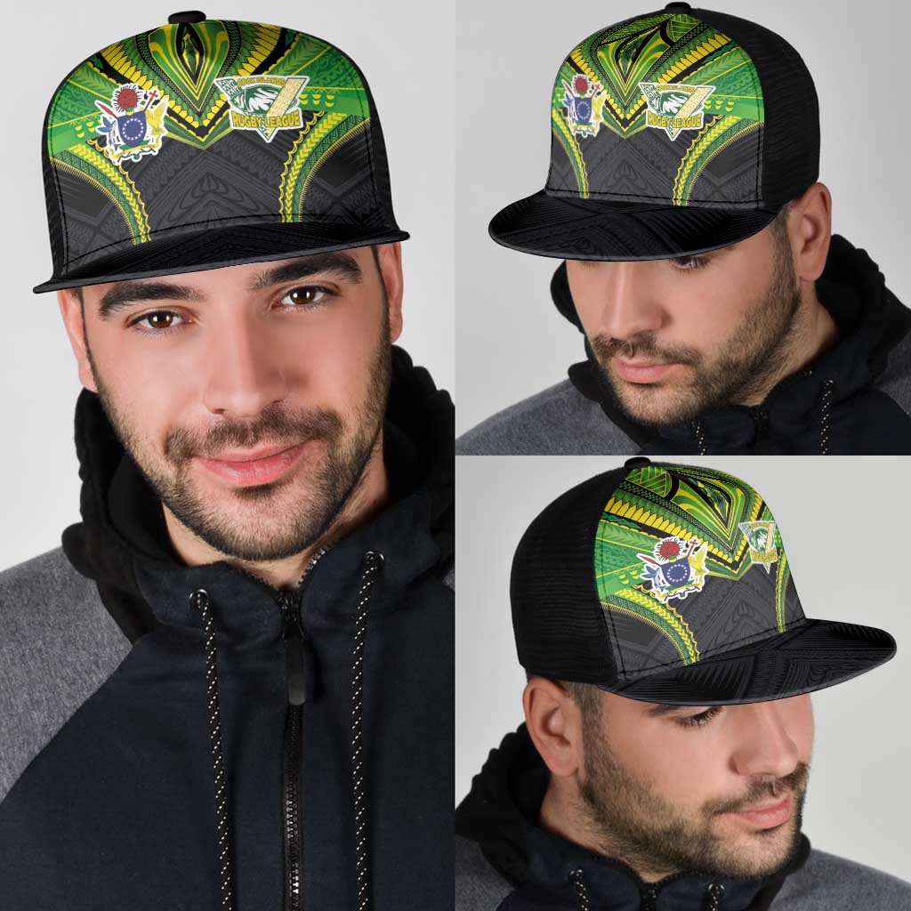 Cook Islands Rugby Mesh Trucker Cap Tatau Art Sport Style Black Color