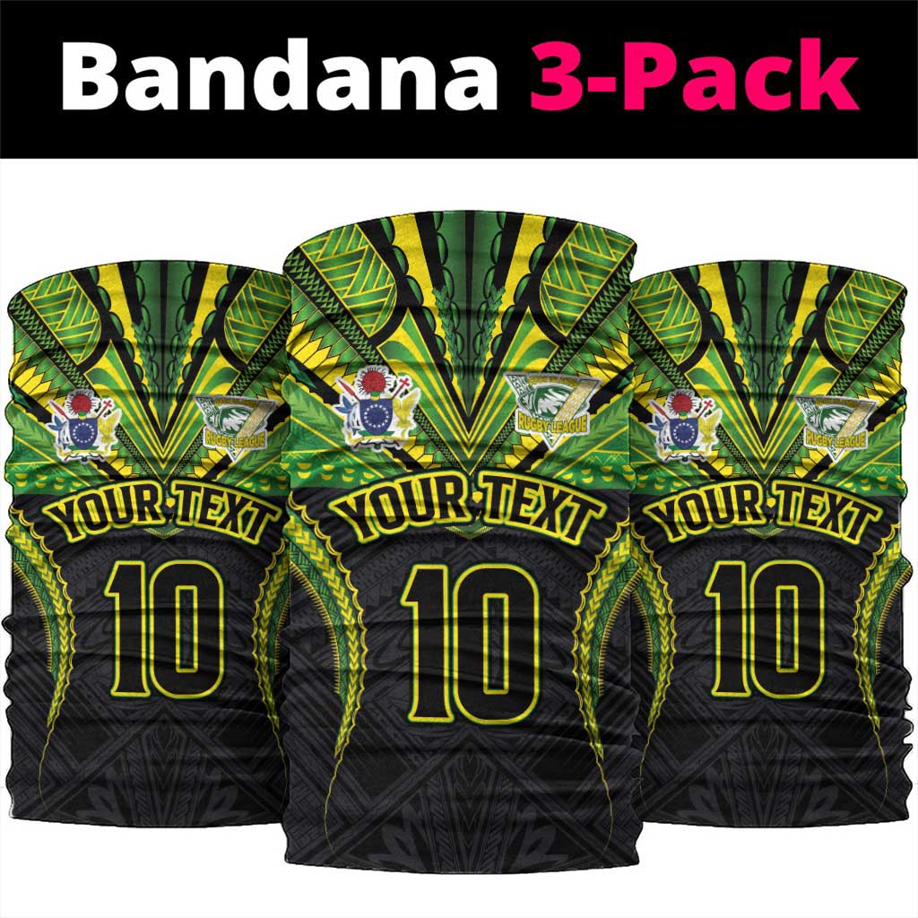 Custom Cook Islands Rugby Neck Gaiter Tatau Art Sport Style Black Color