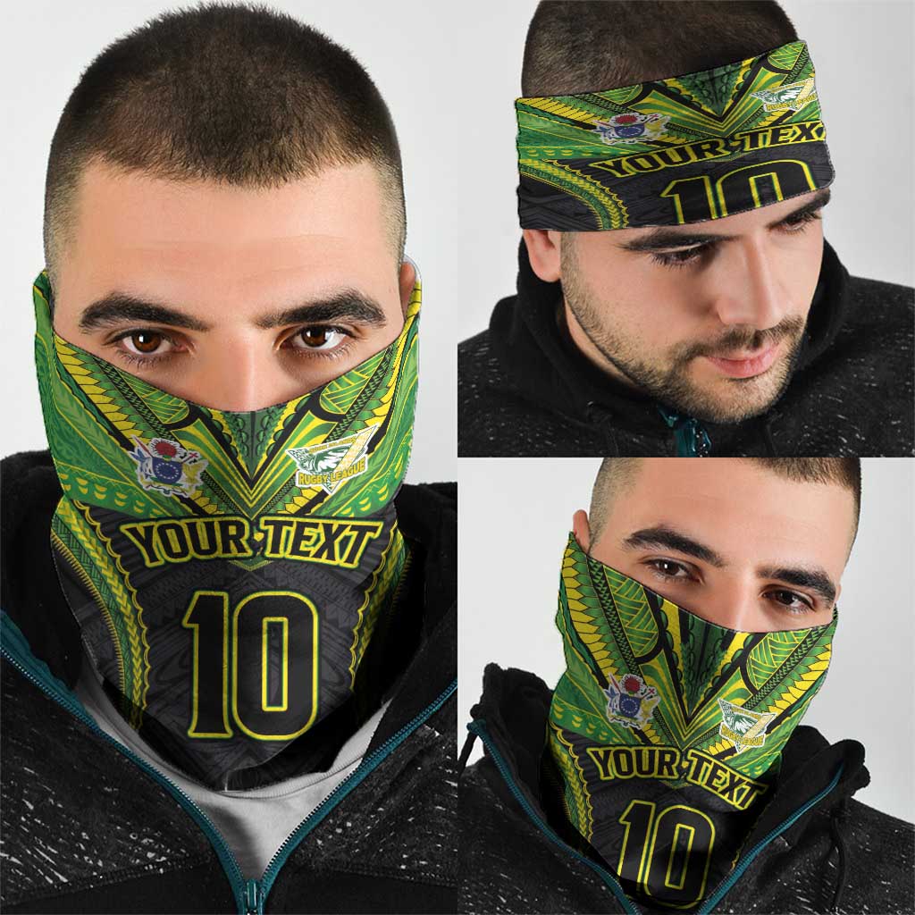 Custom Cook Islands Rugby Neck Gaiter Tatau Art Sport Style Black Color